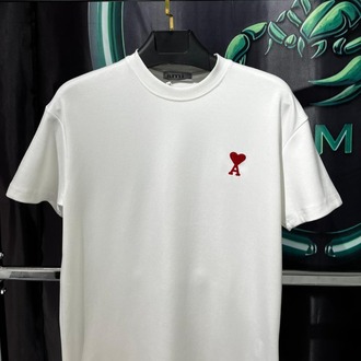 Ami Paris Beyaz Premium Bisiklet Yaka Tshirt