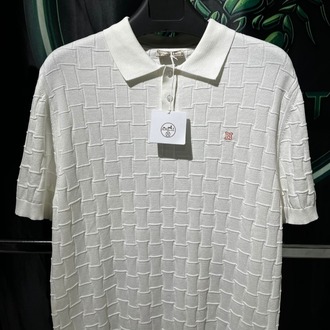 Hermes Beyaz İthal Premium Dokulu Polo Yaka Tshirt