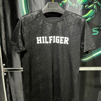 Tommy Hilfiger Siyah Premium Monogram Bisiklet Yaka Tshirt