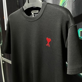 Ami Paris Siyah Premium Bisiklet Yaka Tshirt