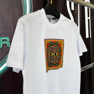Dior Beyaz Premium Bisiklet Yaka Tshirt