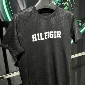 Tommy Hilfiger Siyah Premium Monogram Bisiklet Yaka Tshirt