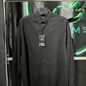 Zara Siyah Premium Keten Gömlek
