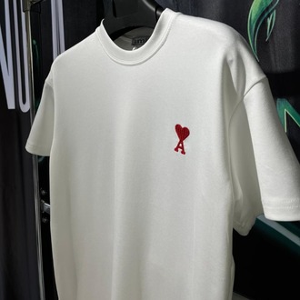 Ami Paris Beyaz Premium Bisiklet Yaka Tshirt