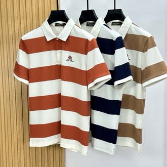 Loro Piana Striped Cotton Knit Polo