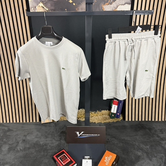 Lacoste Mesh Kumaş Şort Takım (açık gri)