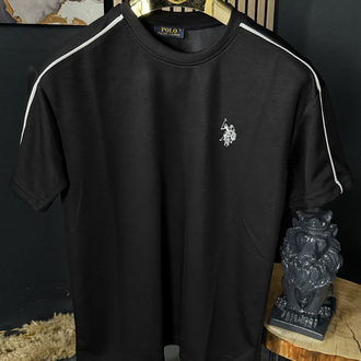 U.S. Polo Assn. Nakış Arma Oversize T-shirt (siyah) 
