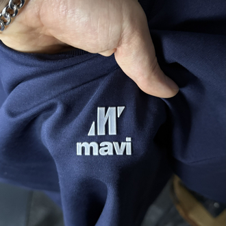 Mavi Oversize Silikon Baskı T-shirt (lacivert)