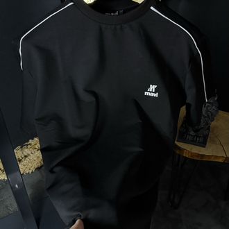 Mavi Oversize Silikon Baskı T-shirt (siyah)