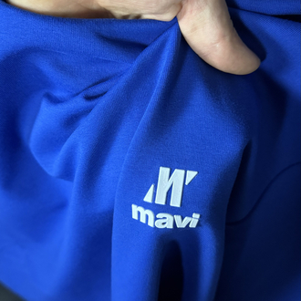 Mavi Oversize Silikon Baskı T-shirt (mavi)