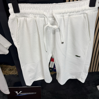 Lacoste Mesh Kumaş Şort Takım (beyaz)