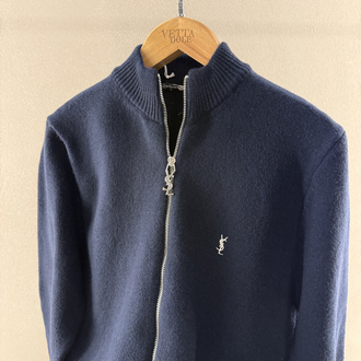 Saint Laurent Premium Zip Kaşmir Lacivert