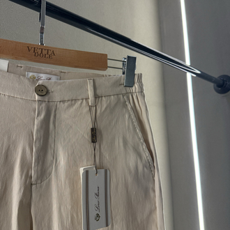 Loro Piana Premium Keten Pantolon Bej