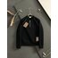 Fermuarlı ekose yama dik yakalı sweatshirt