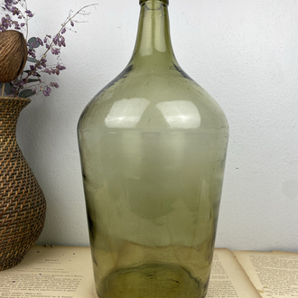 Antika Yeşil Üfleme Cam Demijohn / 12 L Damacana 