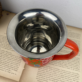 Vintage Hindistan Motifli El Boyama Emaye Sürahi 