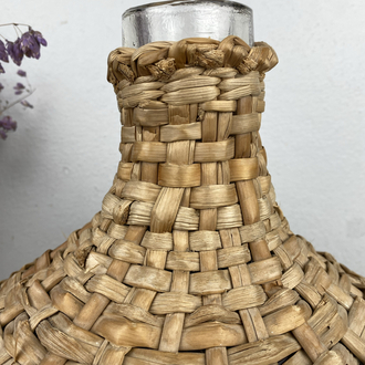 Antika Hasır Örme Üfleme Cam Damacana / Demijohn 