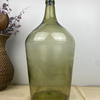 Antika Yeşil Üfleme Cam Demijohn / 12 L Damacana 