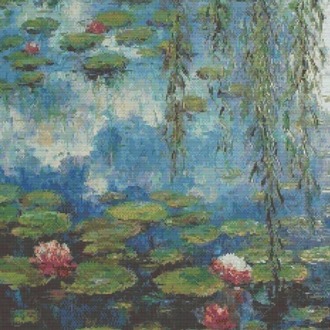 Water Lilies Monet kanaviçe deseni - 43x55 cm