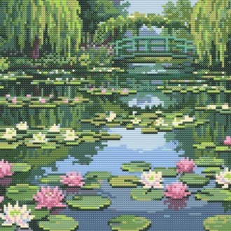 claude monet nilüferler kanaviçe deseni