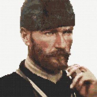 Mustafa Kemal Atatürk Kanaviçe Deseni - 133x150 stitches- 22 DMC Renkli- 24x27 cm