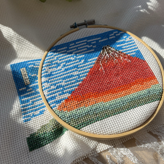 Red Fuji Hokusai Kanaviçe Tablo