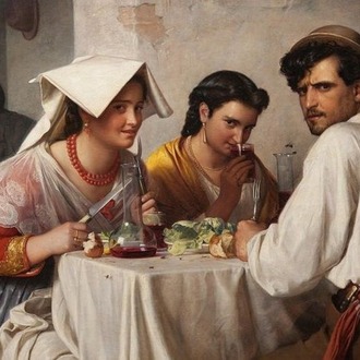 In a Roman Osteria-Carl Bloch kanaviçe şablon 28 x 20 cm (48 renk) 