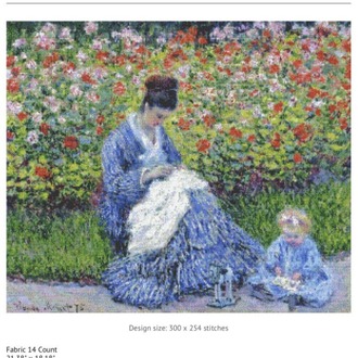claude monet kanaviçe deseni 55x46 cm ( camille monet ) 59 renkli.