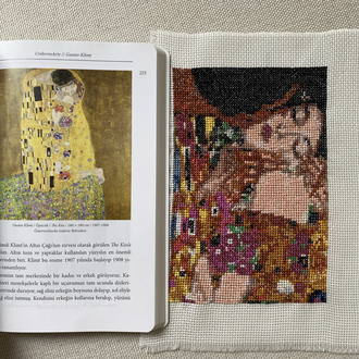 The kiss Gustav Klimt kanaviçe tablo