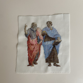 Platon ve Aristoteles Kanaviçe tablo