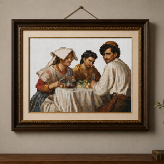 In a Roman Osteria-Carl Bloch kanaviçe şablon 28 x 20 cm (48 renk) 