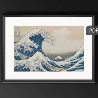 The Great Wave kanaviçe deseni Katsushika Hokusai, Kanagawa