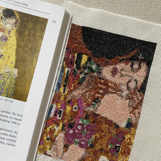 The kiss Gustav Klimt kanaviçe tablo