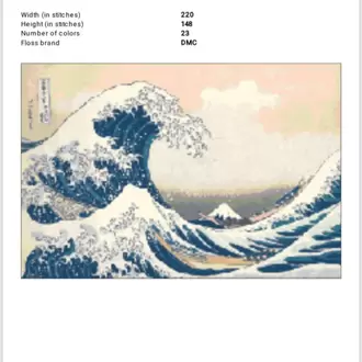 The Great Wave kanaviçe deseni Katsushika Hokusai, Kanagawa