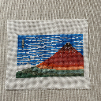 Red Fuji Hokusai Kanaviçe Tablo