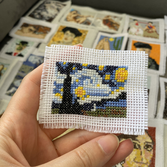 Mini starry night van gogh kanaviçe işleme