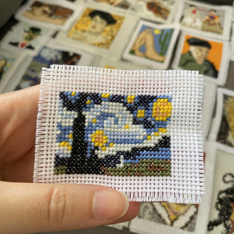 Mini starry night van gogh kanaviçe işleme