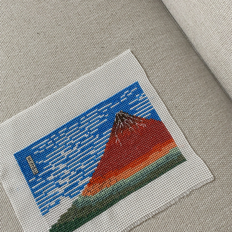 Red Fuji Hokusai Kanaviçe Tablo