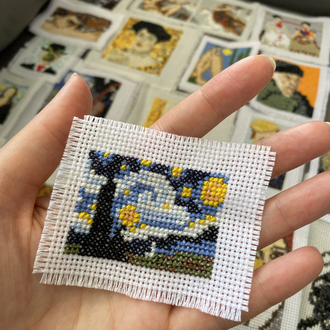 Mini starry night van gogh kanaviçe işleme