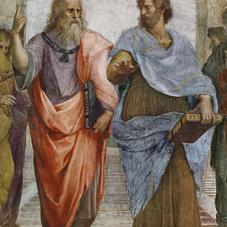 Platon ve Aristoteles Kanaviçe tablo