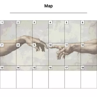 The Creation of Adam -Michelangelo kanaviçe şablonu - 300x156 stitches - 15 renk