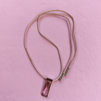 Vintage Swarovski pembe taşlı kolye