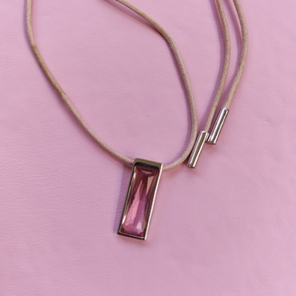 Vintage Swarovski pembe taşlı kolye