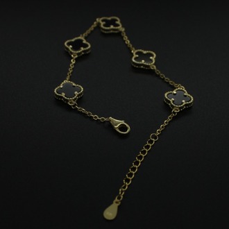 ZYK06 Siyah Onix taşlı Yonca Kolye