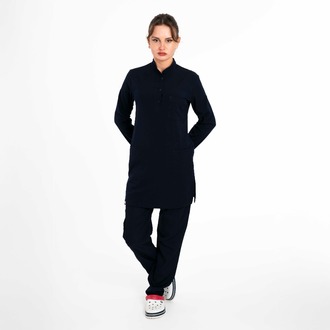 Lacivert Tesettür V-Soft Likralı Cerrahi Takım