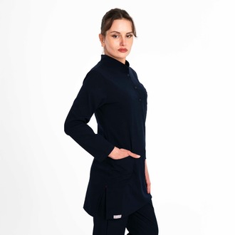 Lacivert Tesettür V-Soft Likralı Cerrahi Takım