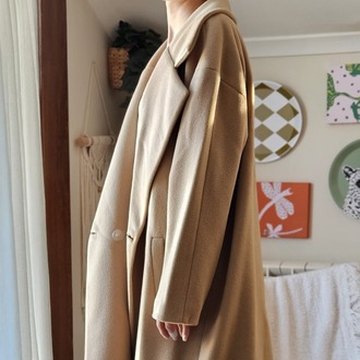 Kadın Bej Oversize Kaşe Kaban