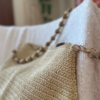  El Yapımı Örgü Çanta – Doğal, Astarlı, Ahşap Boncuk Askılı