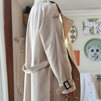 Kadın Oversize Uzun Düğmeli Kemer Detaylı Klasik Trençkot