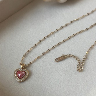 PEMBE TAŞ DETAY GOLD RENK KOLYE 